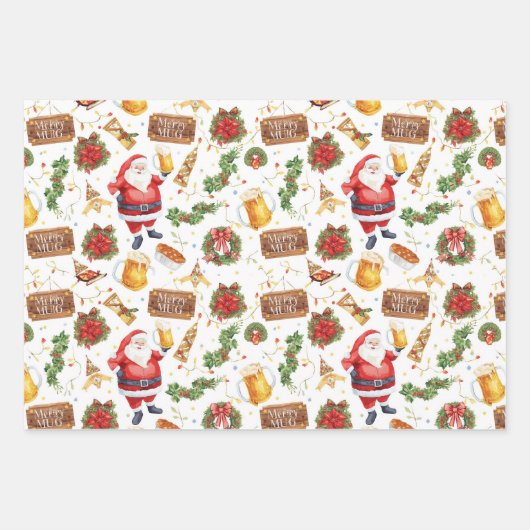 British Christmas Wrapping Paper Santa Claus Geschenkpapier Set (Vorderseite)