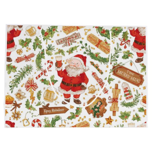 British Christmas Wrapping Paper Santa Claus Große Geschenktüte (Rückseite)