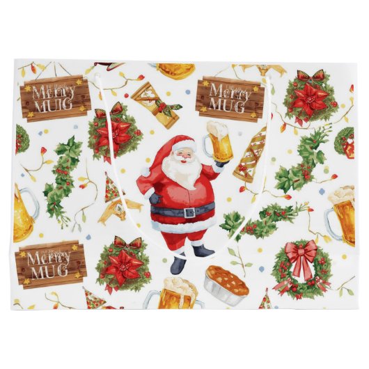 British Christmas Wrapping Paper Santa Claus Große Geschenktüte (Rückseite)