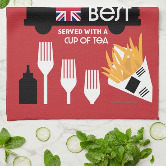 British Classic Fish and Chips Geschirrtuch (Gefaltet)