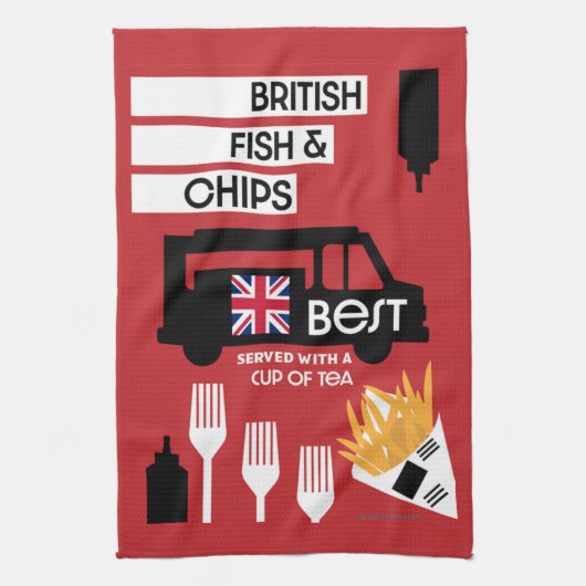 British Classic Fish and Chips Geschirrtuch (Vertikal)