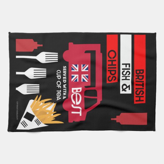 British Classic Fish and Chips Geschirrtuch (Horizontal)
