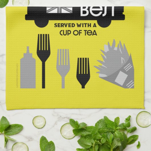 British Classic Fish and Chips Geschirrtuch (Gefaltet)