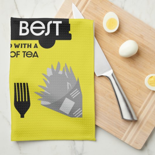 British Classic Fish and Chips Geschirrtuch (Viertel Falte)