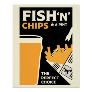 British Classic Fish and Chips Poster