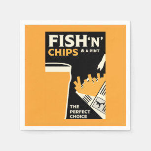 British Classic Fish and Chips Serviette