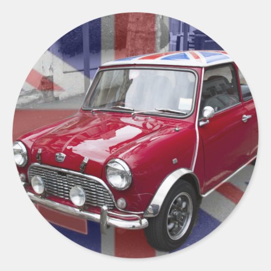 British Classic Mini-Auto Runder Aufkleber (Vorderseite)