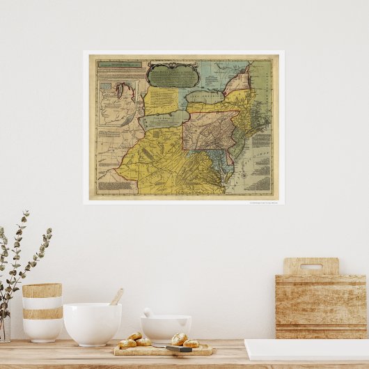 British Colonies America Map - 1771 Poster (Küche)