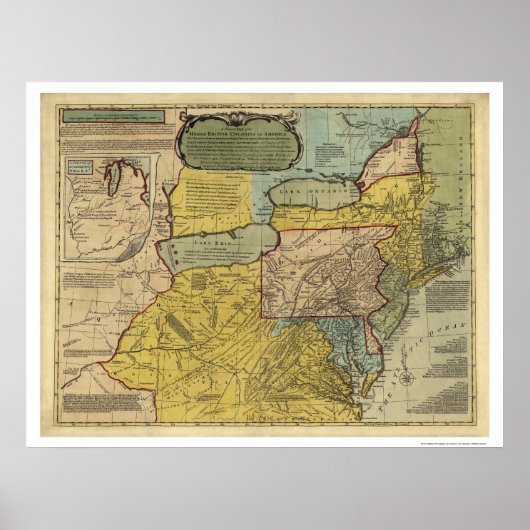 British Colonies America Map - 1771 Poster (Vorne)