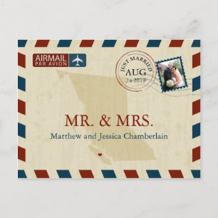 British Columbia Airmail   Hochzeit Danke Postkarte