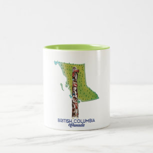 British Columbia Canada kartografiert Poster. Zweifarbige Tasse