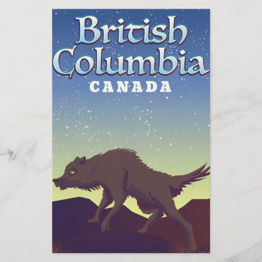 British Columbia Canada Wild Wolf Poster Briefpapier (Vorderseite)