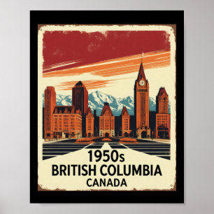 British Columbia Kanada 1950er Jahre Vintage-Reise Poster