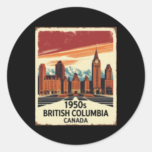 British Columbia Kanada 1950er Jahre Vintage Reise Runder Aufkleber