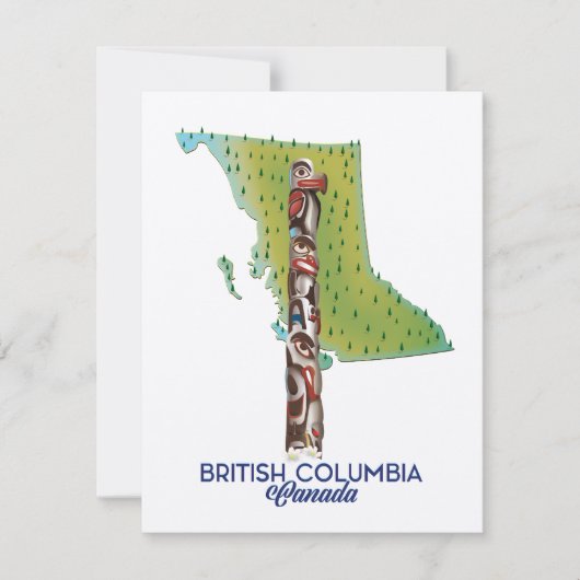 British Columbia Kanada Kartenposter. (Vorderseite)