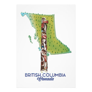 British Columbia Kanada Kartenposter. Fotodruck