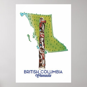 British Columbia Kanada Kartenposter. Poster