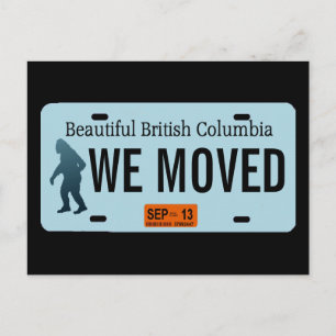 British Columbia Sasquatch License Plate Ankündigungspostkarte