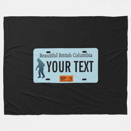 British Columbia Sasquatch License Plate Fleecedecke (Vorderseite (Horizontal))