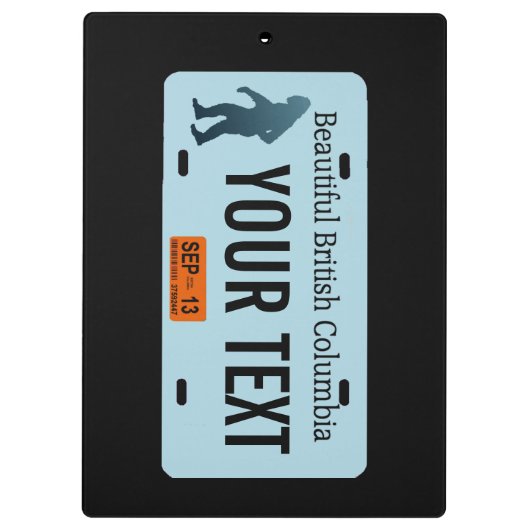 British Columbia Sasquatch License Plate Klemmbrett (Rückseite)