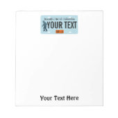 British Columbia Sasquatch License Plate Notizblock (Vorderseite)