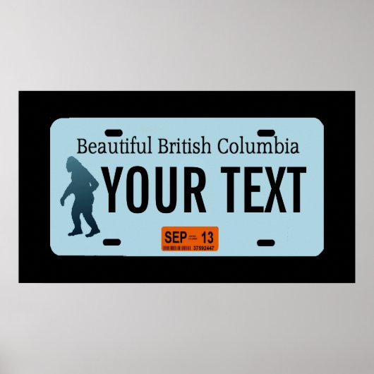 British Columbia Sasquatch License Plate Poster (Vorne)