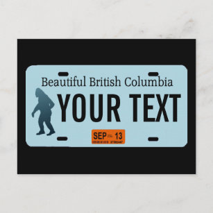 British Columbia Sasquatch License Plate Postkarte