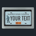 British Columbia Sasquatch License Plate Rechteckige Gürtelschnalle<br><div class="desc">Die dunkle Silhouette von Sasquatch (Bigfoot) auf einem leeren Britischen Columbia-Nummernschild. Fügen Sie Ihren eigenen Text hinzu. Kontaktieren Sie mich für spezielle Anfragen. Teller für weitere Staaten und andere Einrichtungen (kanadische Provinzen, ausländische Länder) auf Anfrage. Wenn Sie in ländlichen Gebieten des Pazifik-Nordwestens leben oder reisen, können Sie vielleicht auf eine...</div>