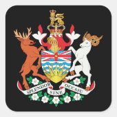 British Columbia Wappen Quadratischer Aufkleber (Vorderseite)