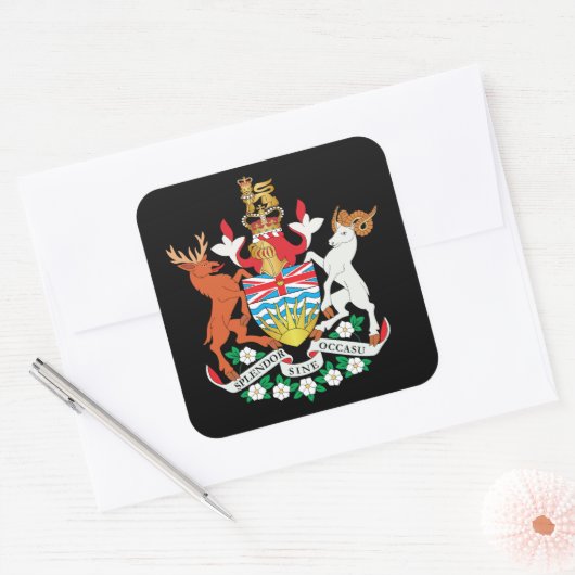 British Columbia Wappen Quadratischer Aufkleber (Umschlag)