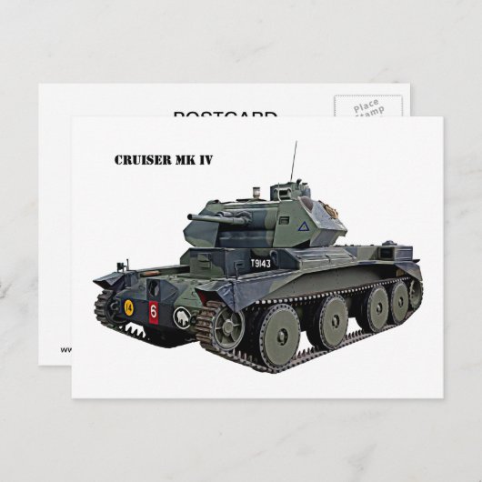 British Cruiser Mk IV Tank Postkarte (Vorne/Hinten)