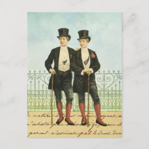 British Dandy Boys in Tops und Schwänze Postkarte