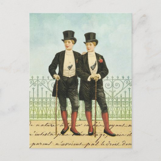 British Dandy Boys in Tops und Schwänze Postkarte (Vorderseite)