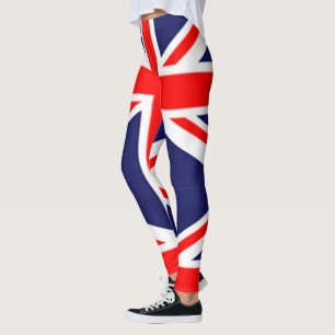 British England Red Blue White Union Jack UK Flag Leggings