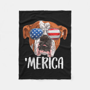 British English Bulldog Dog 4. Juli American F Fleecedecke