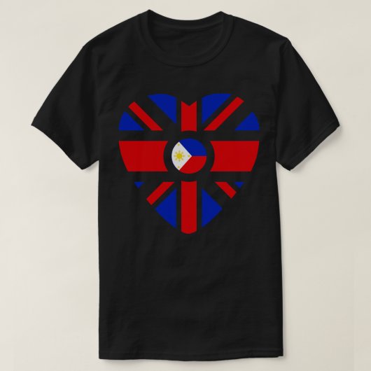 British Filipino Multinational Patriot Flag Herz T-Shirt (Design vorne)