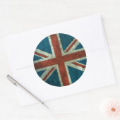British Flag Aged Steel Effect Round Runder Aufkleber (Umschlag)