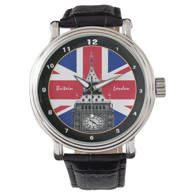 British Flag & Big Ben - London, Großbritannien /S Armbanduhr (Vorderseite)