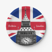 British Flag & Big Ben - London, Großbritannien /S Pappteller (Vorderseite)