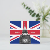 British Flag & Big Ben - London, Großbritannien /S Postkarte (Stehend Vorderseite)