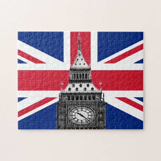 British Flag & Big Ben - London, Großbritannien /S Puzzle (Horizontal)