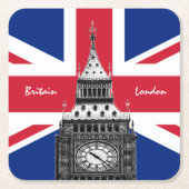British Flag & Big Ben - London, Großbritannien /S Rechteckiger Pappuntersetzer (Vorderseite)