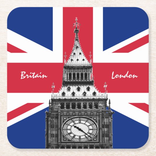British Flag & Big Ben - London, Großbritannien /S Rechteckiger Pappuntersetzer (Vorderseite)