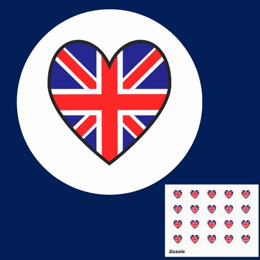British Flag Heart Valentine Runder Aufkleber