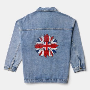 British Flag Sonnenblume Distressed Design Damen Jeansjacke