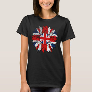 British Flag Sonnenblume Distressed Design Damen T-Shirt