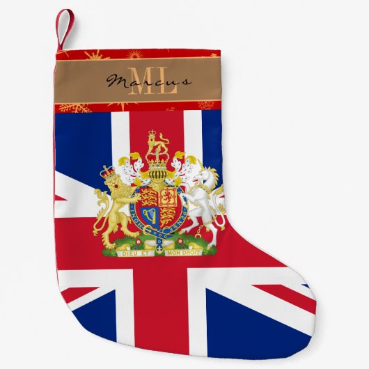 British Flag Strumpf, UK, Monogramm, Union Jack Kleiner Weihnachtsstrumpf (Vorderseite)