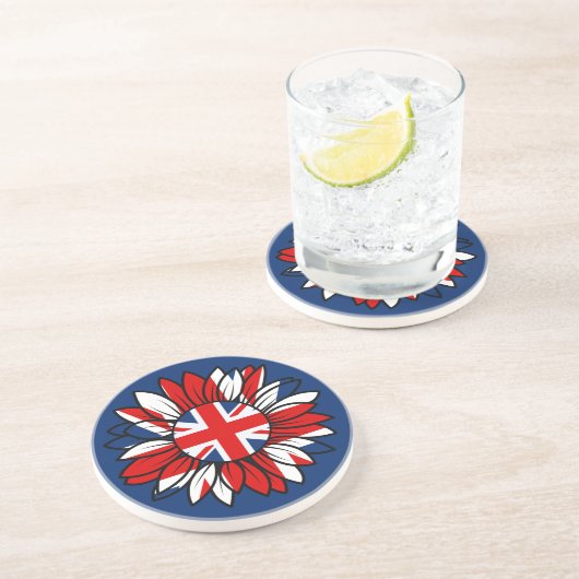 British Flag Sunflower Design Coaster  Getränkeuntersetzer (Seite)