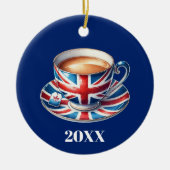 British Flag Teacup Weihnachtsbaum Keramik Ornament (Vorne)