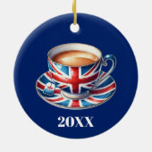 British Flag Teacup Weihnachtsbaum Keramik Ornament (Hinten)